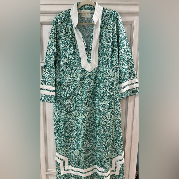 Sail to Sable SZ XXL Teal and Cream Floral Maxi dress - Picture 1 of 7